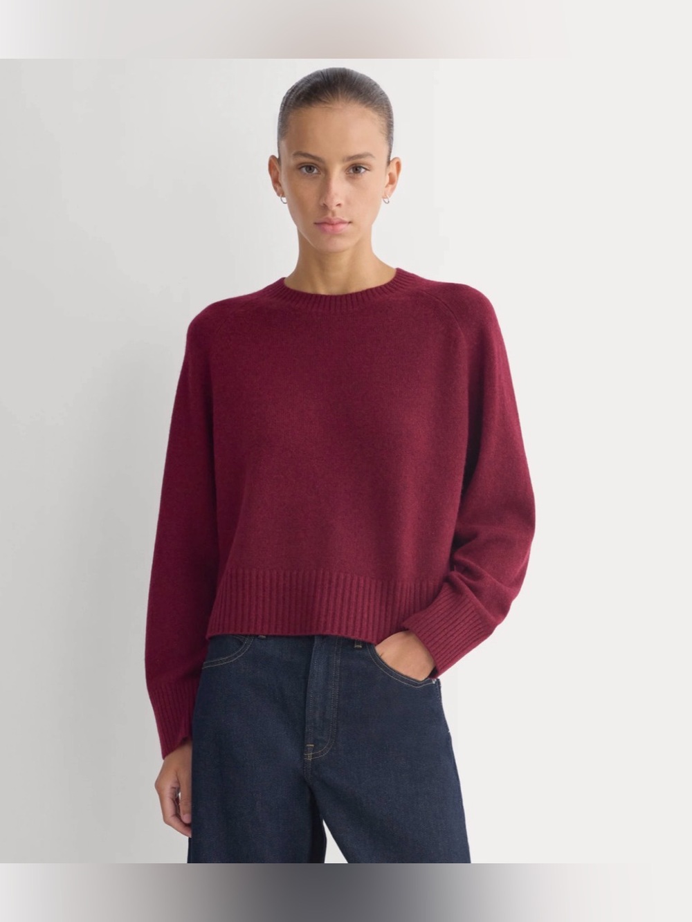 Everlane Women's Crewneck Sweater in Wine Red